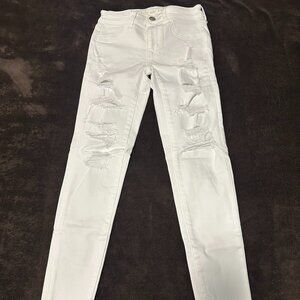 American Eagle White Next Level Stretch Ripped Super Stretch High Rise Jeggings